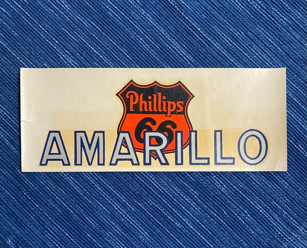 Vintage Phillips 66 Amarillo Texas Decal Label Gas Station Travel Souvenir Oil